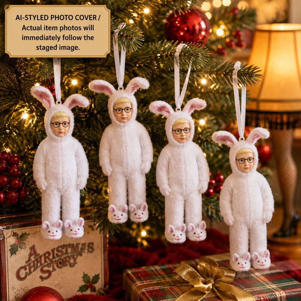 A Christmas Story Ralphie Pink Bunny Suit Fabric Ornaments Set of 4